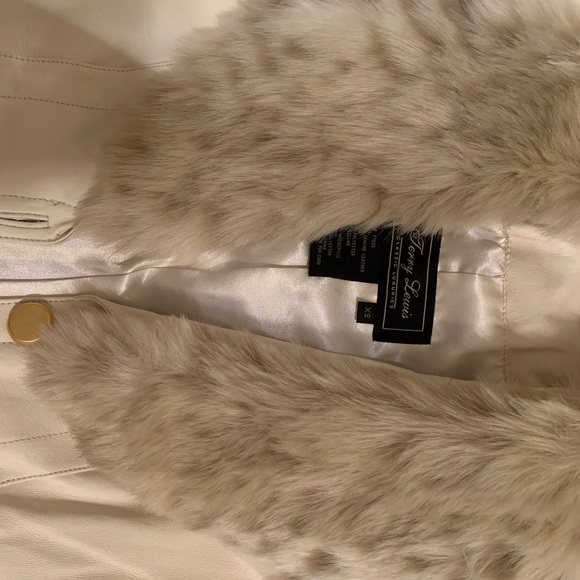 Terry Lewis XS Blazer length & Style Cream Gorgeous Leather Blazer faux fur 🤗 - Picture 2 of 4